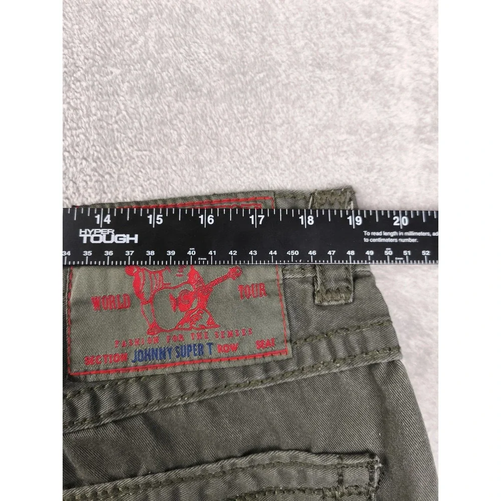 True Religion Johnny Super‎ T Jeans Olive Green Size 40 Y2K Flap Pocket